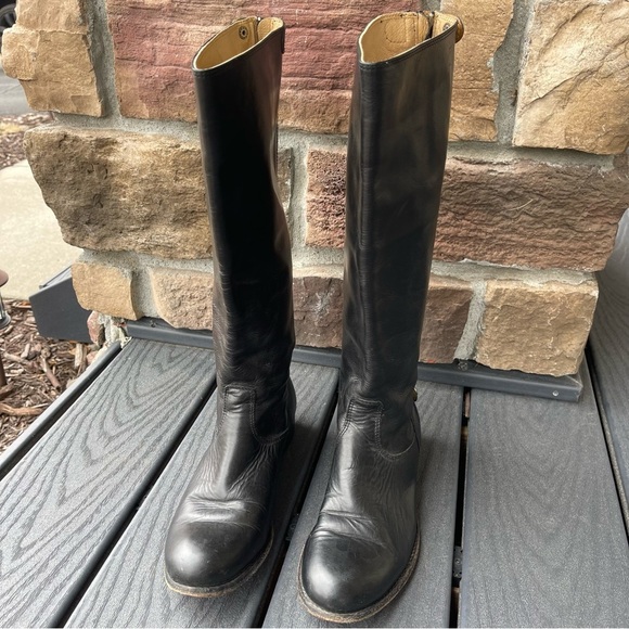 Frye Melissa Button Back Zip in Black Knee High Leather Boots size 6.5 - Picture 3 of 10
